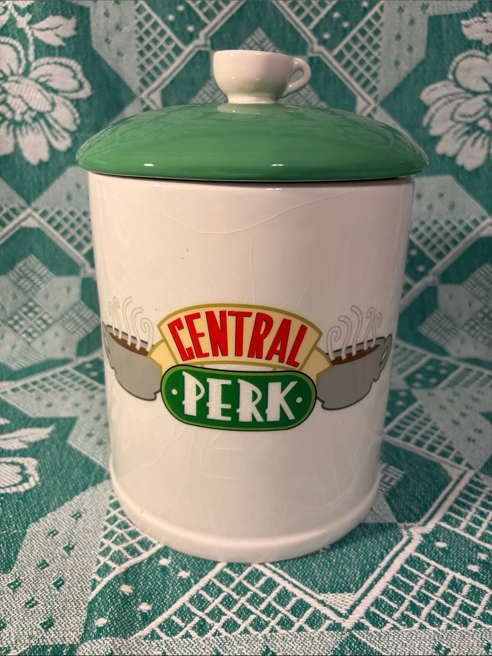 FRIENDS Central Perk Ceramic Canister with Green Lid